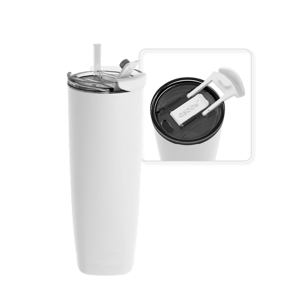 Tumbler — 20 oz. Aqualina w/ Built-In Straw (White) | Mazda × Asobu