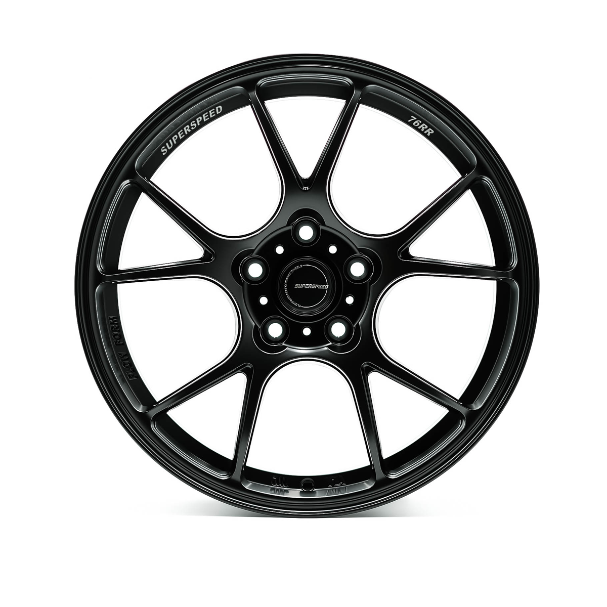 Black alloy wheel with 'SuperSpeed' branding on a white background