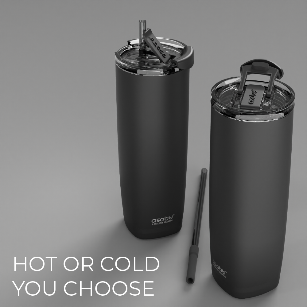 Tumbler — 20 oz. Aqualina w/ Built-In Straw (Black) | Mazda × Asobu