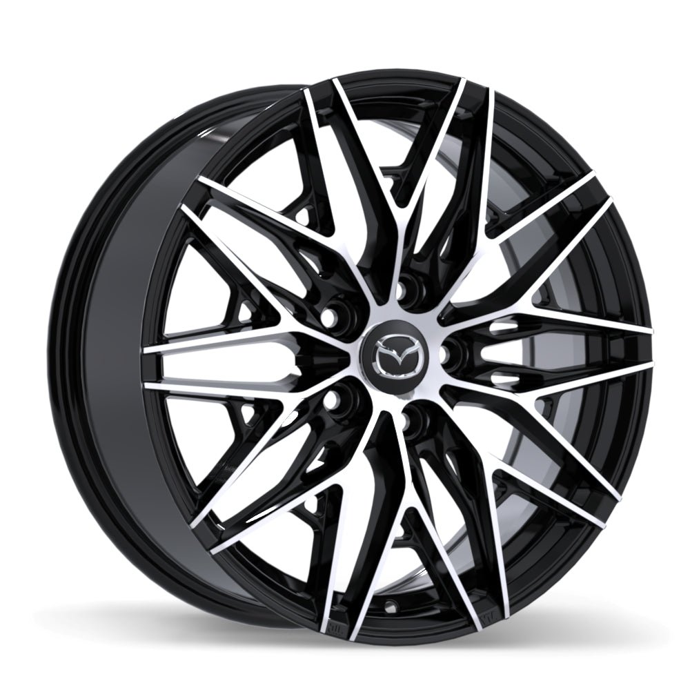 Jante alliage Mazda M016 (noir brillant avec face usinée) — 17", 19", 21"